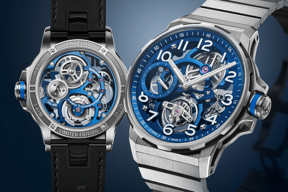 Angelus｜限量鏤空型「藍」Flying Tourbillon Titanium