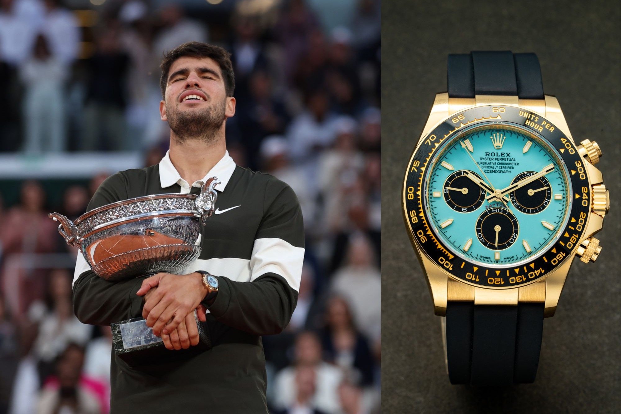 Rolex|Roland Garros法網男單決賽 Carlos Alcaraz戴綠松石Daytona捧盃