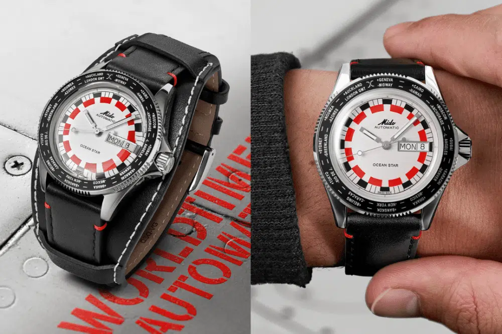 MIDO｜黑紅復古風Ocean Star Worldtimer