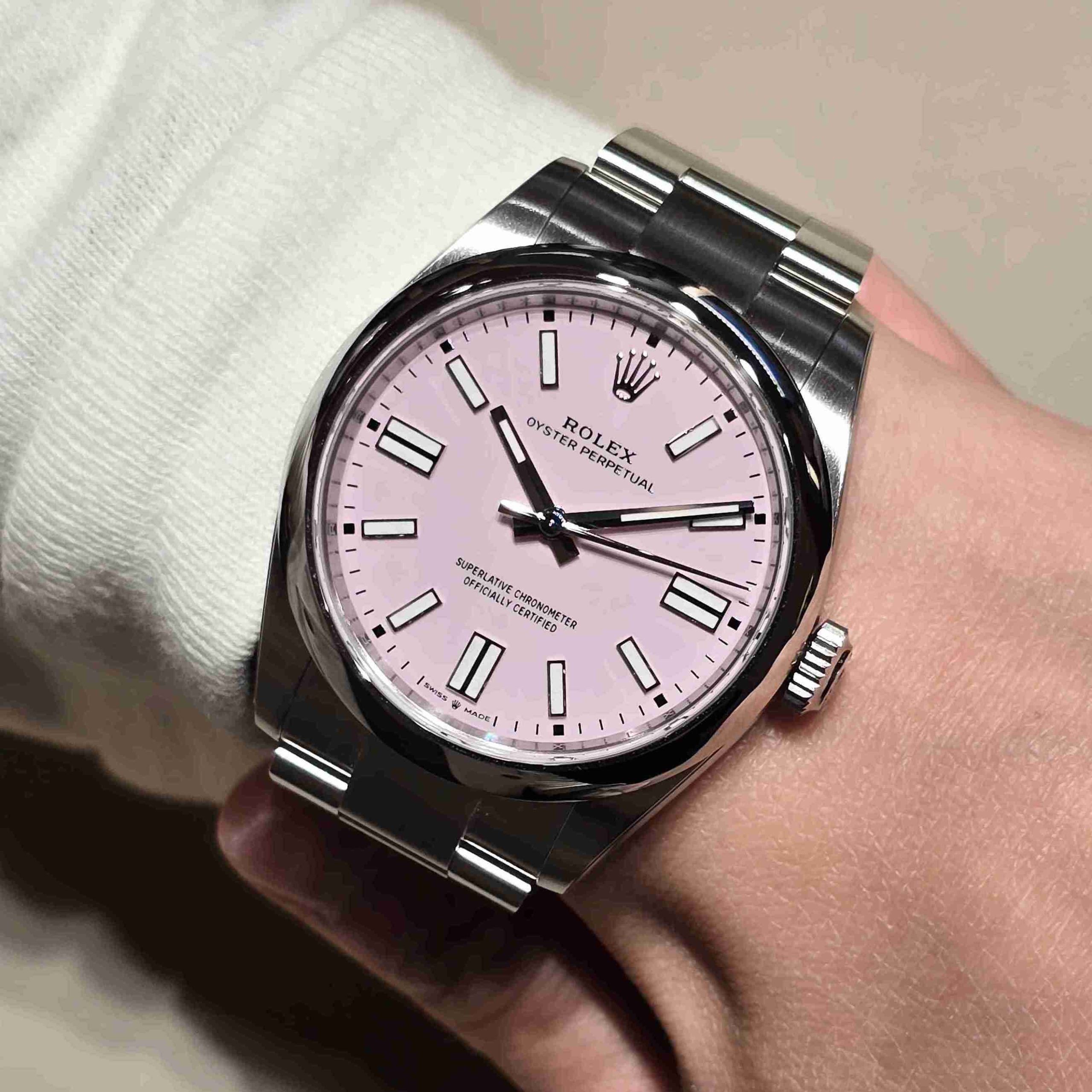 Rolex Oyster Perpetual 41mm 薰衣草紫上手實拍、Rolex OP 41 糖果粉紅 Ref.134300