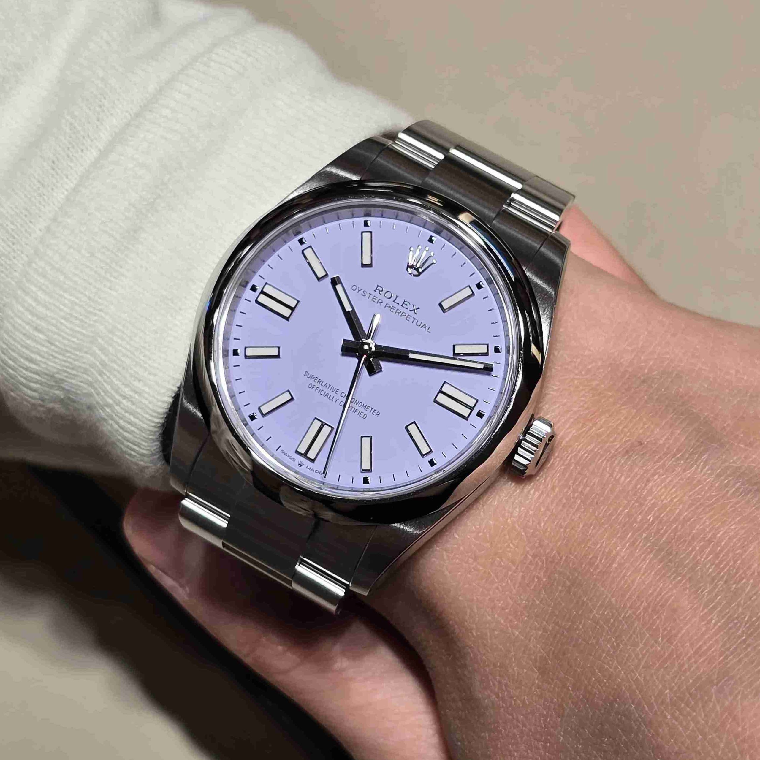 Rolex Oyster Perpetual 41mm 薰衣草紫上手實拍、Rolex OP 41 糖果粉紅 Ref.134300