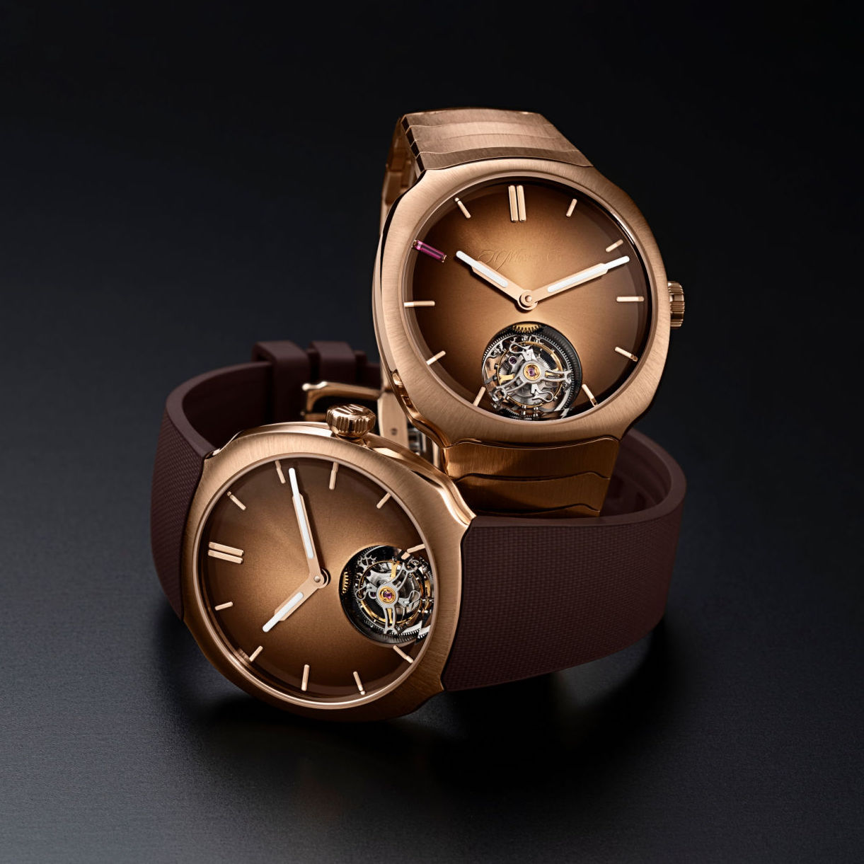 H. Moser & Cie. x F1 Pierre Gasly｜Streamliner Tourbillon 巧克力煙燻面紅金限量版