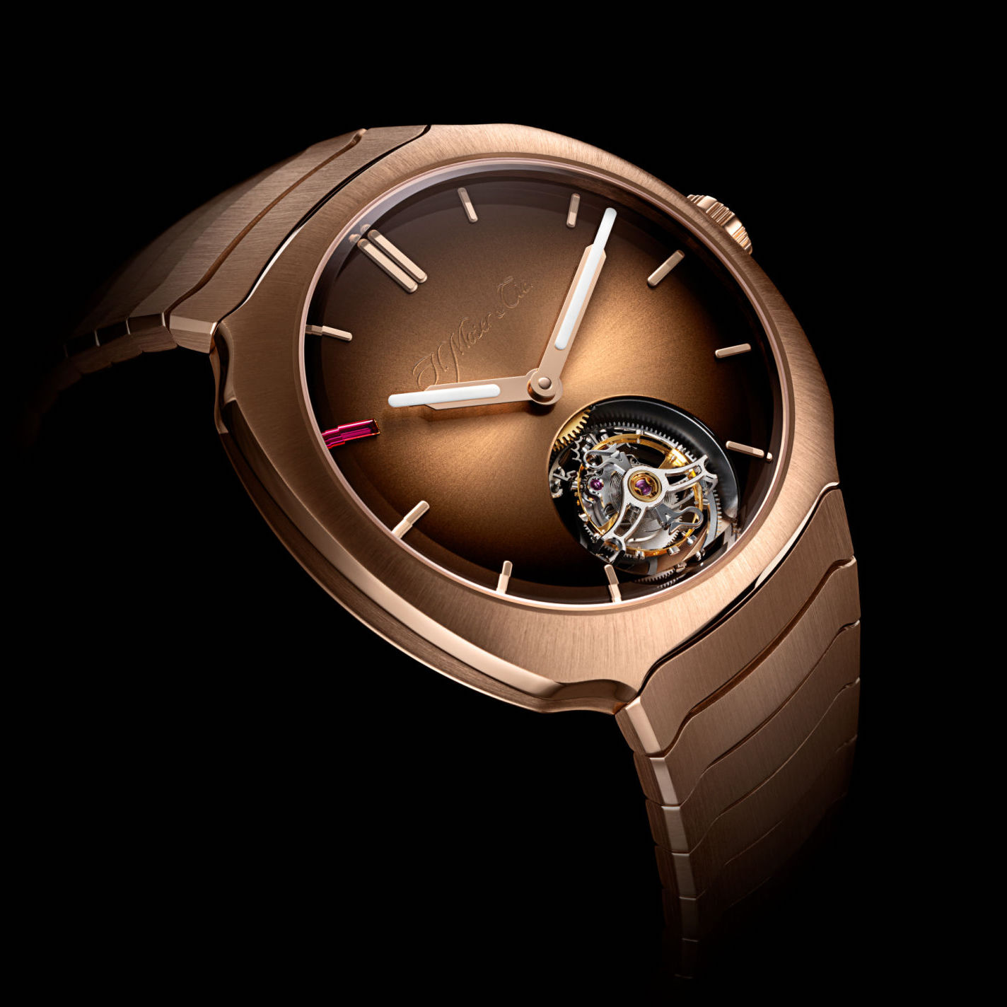 H. Moser & Cie. x F1 Pierre Gasly｜Streamliner Tourbillon 巧克力煙燻面紅金限量版