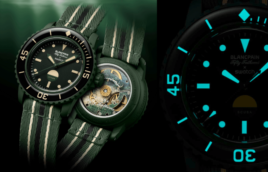 Blancpain X Swatch Scuba Fifty Fathoms Green Abyss 綠軍突襲｜附售價、發售日期及地點