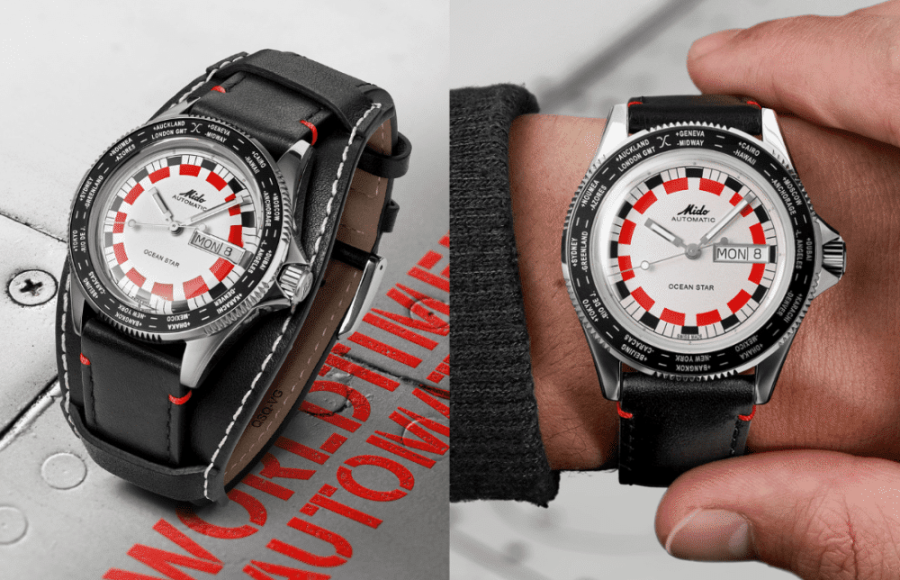 MIDO｜黑紅復古風Ocean Star Worldtimer