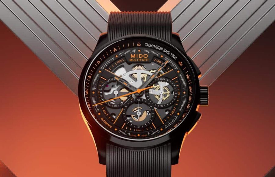 MIDO｜黑橙雙色進擊 Multifort Skeleton Chronograph